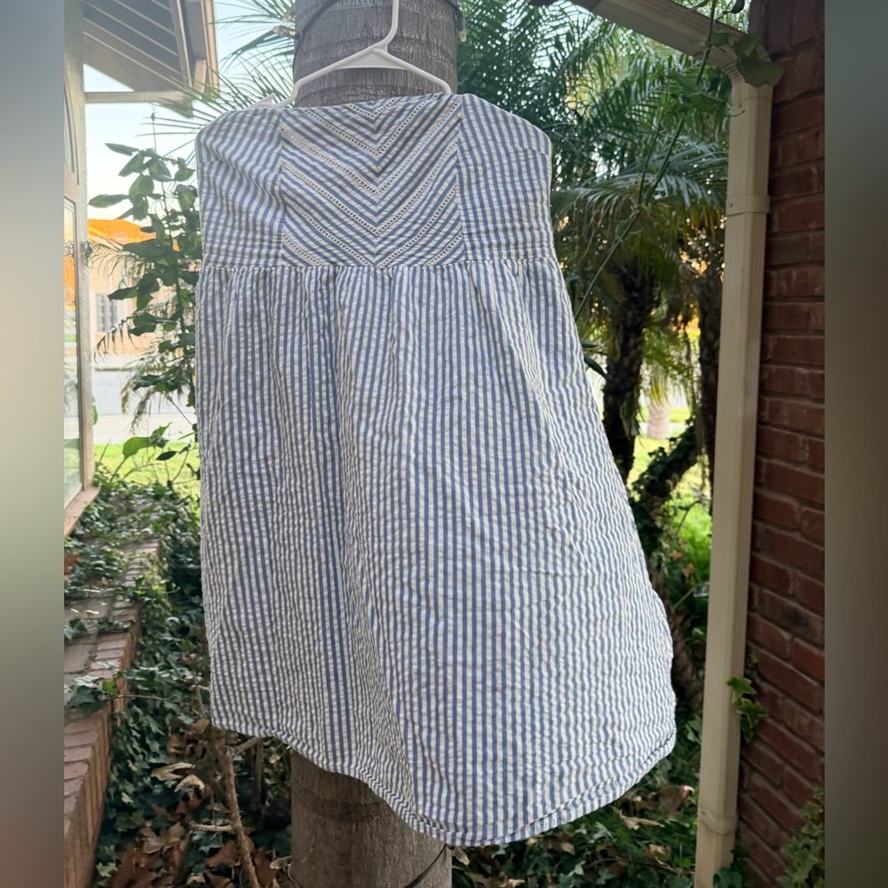 Old Navy Blue and White Strapless Dress